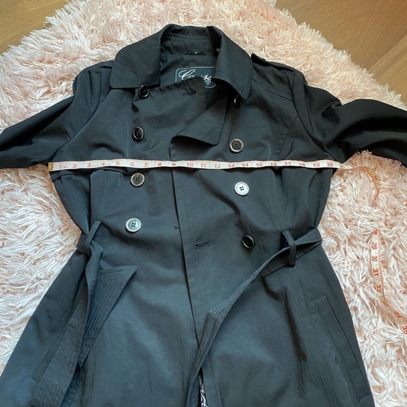 Guess Black Trench Coat Double breasted lightweight size medium - Picture 8 of 10